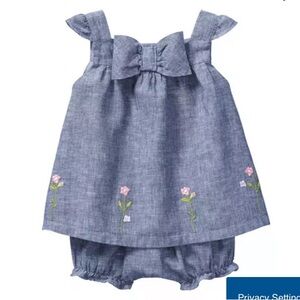 New w Tag: Janie and Jack Embroidered Chambray Set. Size 12-18 months